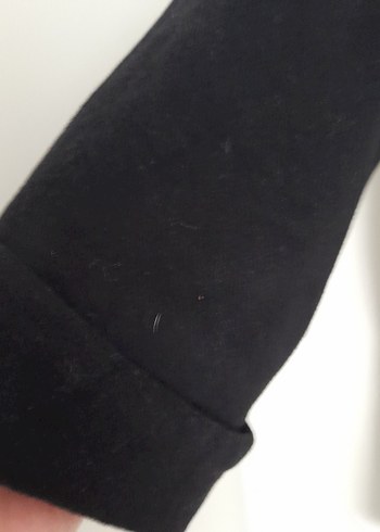 Siyah kaşe mont rahat salaş kesim yumuşacık - Görsel 3