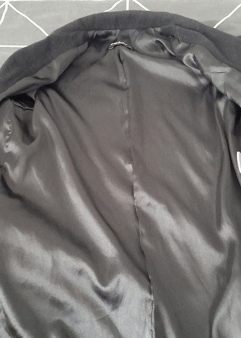 Siyah kaşe mont rahat salaş kesim yumuşacık - Görsel 2