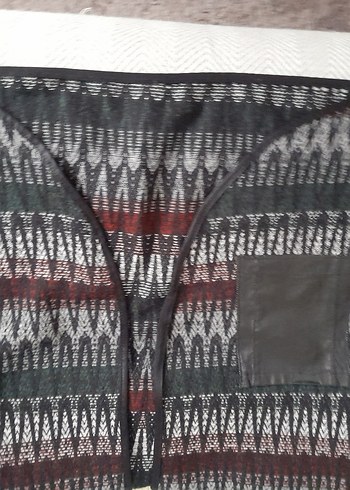 yün çeket mevsimlik kollar deri cep deri detay önü kople biye - Görsel 5