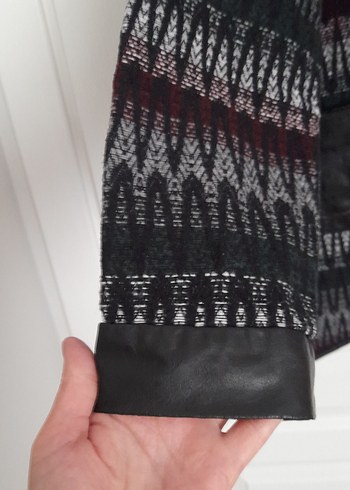 yün çeket mevsimlik kollar deri cep deri detay önü kople biye - Görsel 4