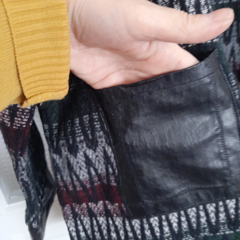 yün çeket mevsimlik kollar deri cep deri detay önü kople biye - Görsel 2