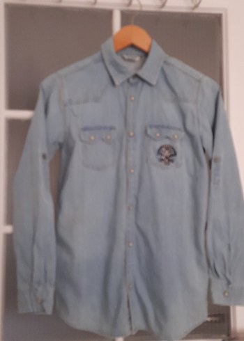 mavi kot Erkek Gömlek 2 kes giyildi tarz ve şık üründür - Görsel 7