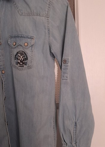 mavi kot Erkek Gömlek 2 kes giyildi tarz ve şık üründür - Görsel 5