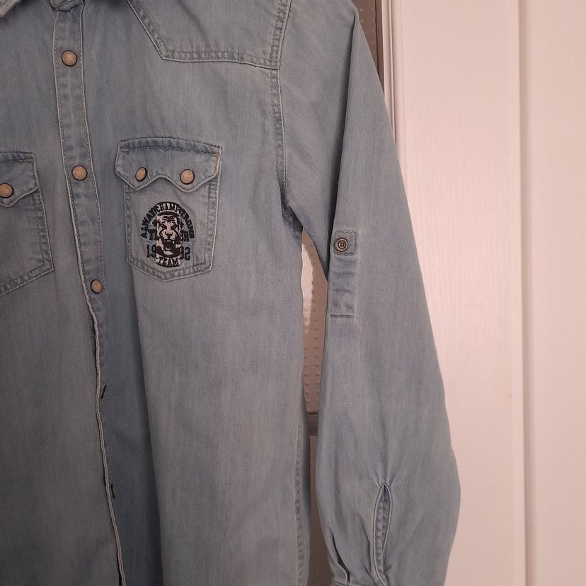 mavi kot Erkek Gömlek 2 kes giyildi tarz ve şık üründür - Görsel 5