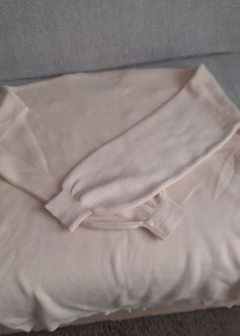 Kadın krem  Uzun Kollu Triko Kazak inci işleme - Görsel 4