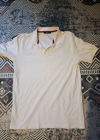 unisex Beyaz Kısa Kollu Polo Tişört