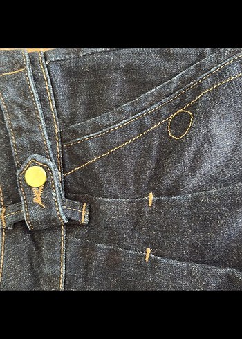 Düğmeli Lacivert Kot Mini Etek - Görsel 4