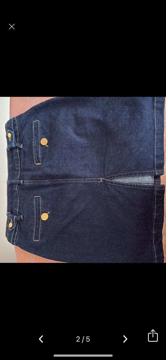 Düğmeli Lacivert Kot Mini Etek - Görsel 2