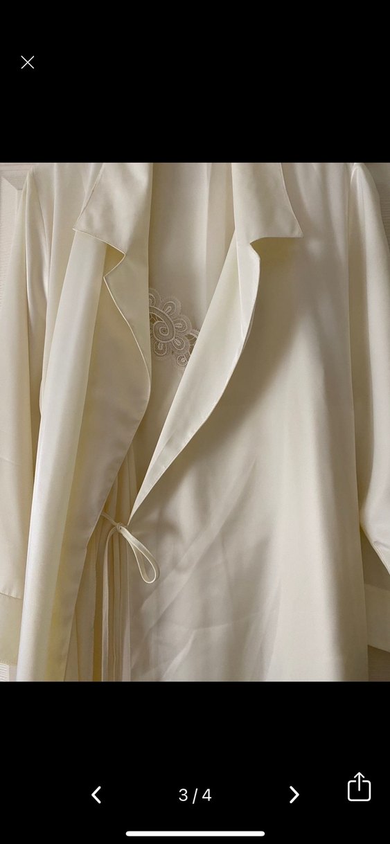 Uzun krem  Bohem Kadın Sabahlık gecelik takım - Görsel 3