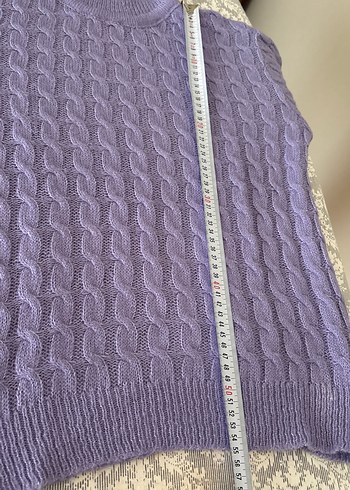 Mor Örgü Boğazlı Kadın Kazak - Görsel 3