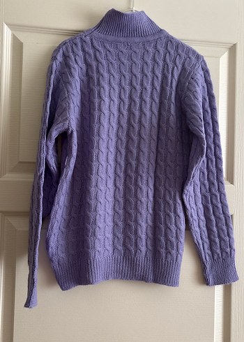 Mor Örgü Boğazlı Kadın Kazak - Görsel 2