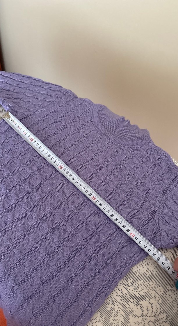 Mor Örgü Boğazlı Kadın Kazak - Görsel 4