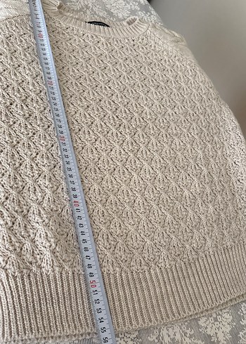 Bej Örgü Kadın Kazak, Yuvarlak Yaka - Görsel 5