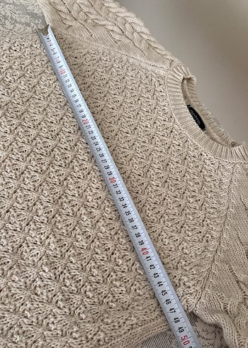 Bej Örgü Kadın Kazak, Yuvarlak Yaka - Görsel 3
