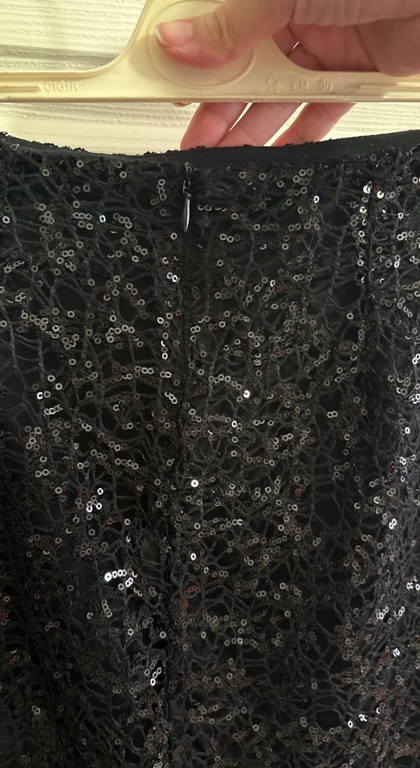 Siyah Payetli Mini Etek - Görsel 2