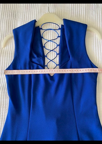 Lacivert Uzun Drapeli Abiye Elbise - Görsel 4