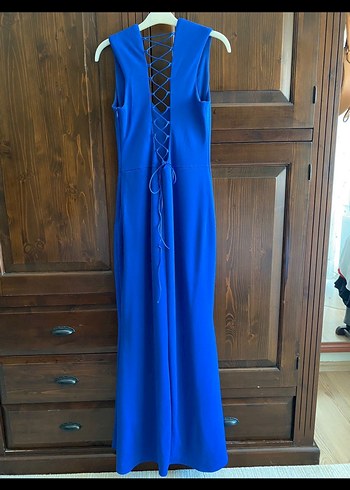 Lacivert Uzun Drapeli Abiye Elbise - Görsel 2