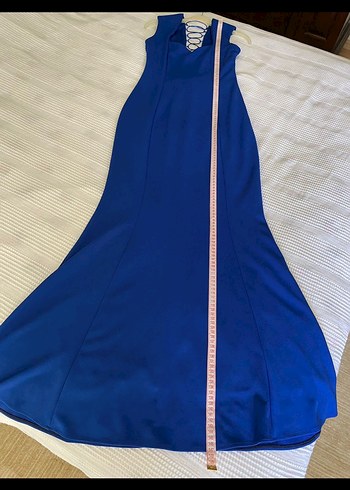 Lacivert Uzun Drapeli Abiye Elbise - Görsel 6