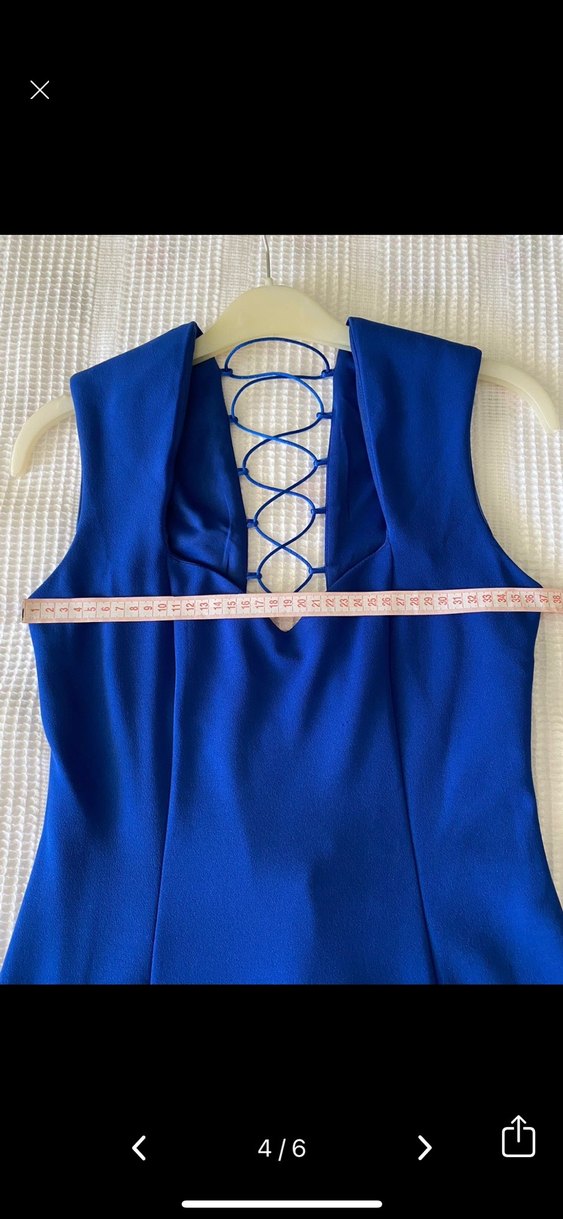 Lacivert Uzun Drapeli Abiye Elbise - Görsel 4