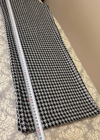 Kadın kaz ayağı desenli bol paça pantalon - Görsel 4