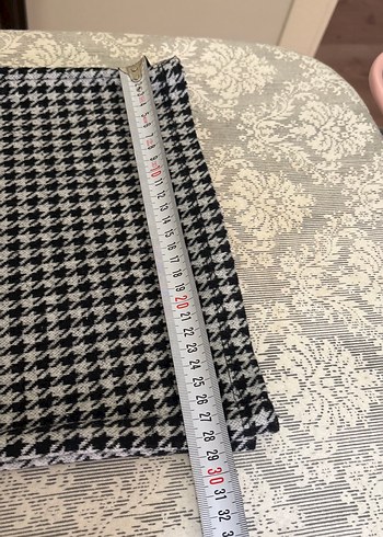 Kadın kaz ayağı desenli bol paça pantalon - Görsel 5