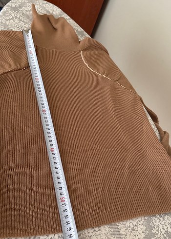 Bej Kadın Boğazlı Triko Kazak - Görsel 6