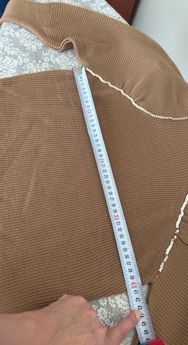 Bej Kadın Boğazlı Triko Kazak - Görsel 5