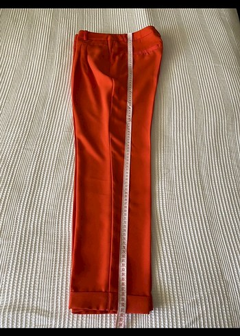 Turuncu Pilili Kadın Kumaş Pantolon - Görsel 4