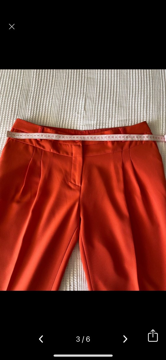 Turuncu Pilili Kadın Kumaş Pantolon - Görsel 3