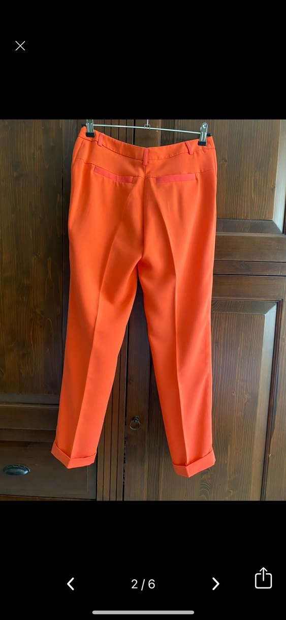 Turuncu Pilili Kadın Kumaş Pantolon - Görsel 2