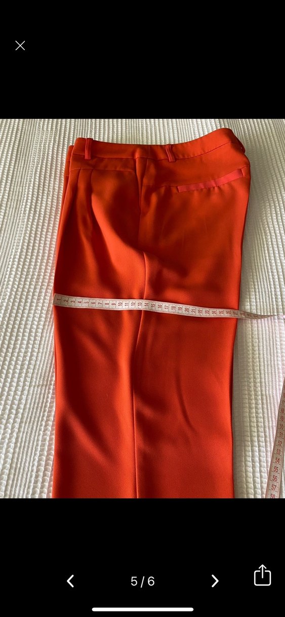 Turuncu Pilili Kadın Kumaş Pantolon - Görsel 5