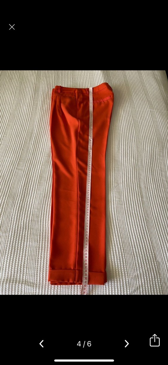 Turuncu Pilili Kadın Kumaş Pantolon - Görsel 4
