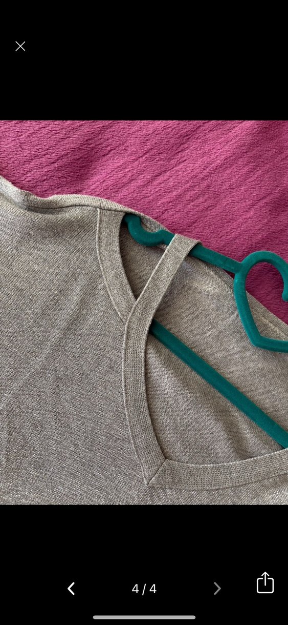 Gri V Yakalı Örgü Kadın Kazak - Görsel 4