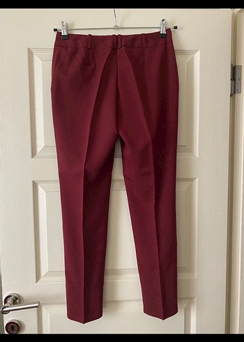 Bordo Düğmeli Kadın Kumaş Pantolon - Görsel 2