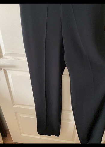 Kadın Lacivert Siyah Uzun Drapeli Tulum - Görsel 2