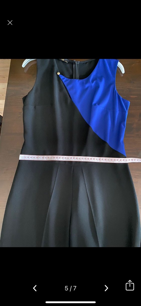 Kadın Lacivert Siyah Uzun Drapeli Tulum - Görsel 5