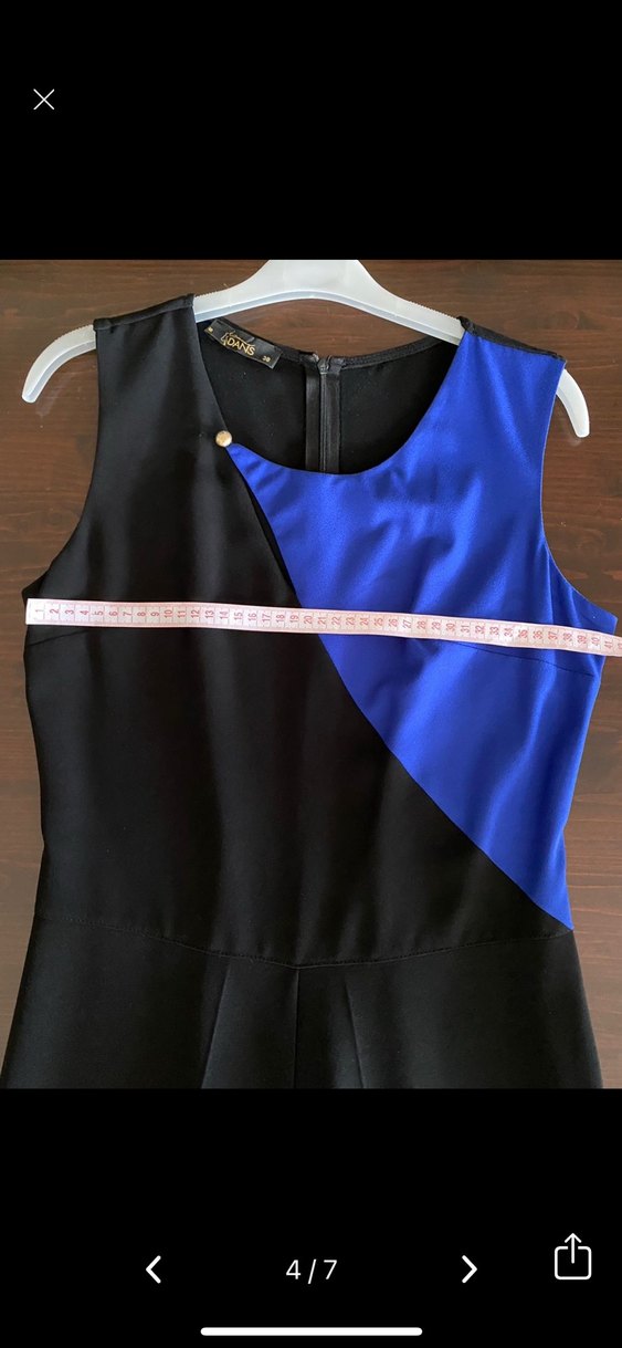 Kadın Lacivert Siyah Uzun Drapeli Tulum - Görsel 4