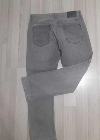 Gri Erkek Denim Pantolon, Kemerli, Normal Kesim - Görsel 5