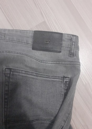 Gri Erkek Denim Pantolon, Kemerli, Normal Kesim - Görsel 4
