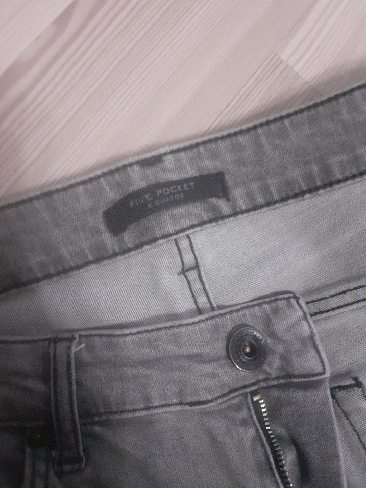 Gri Erkek Denim Pantolon, Kemerli, Normal Kesim - Görsel 2