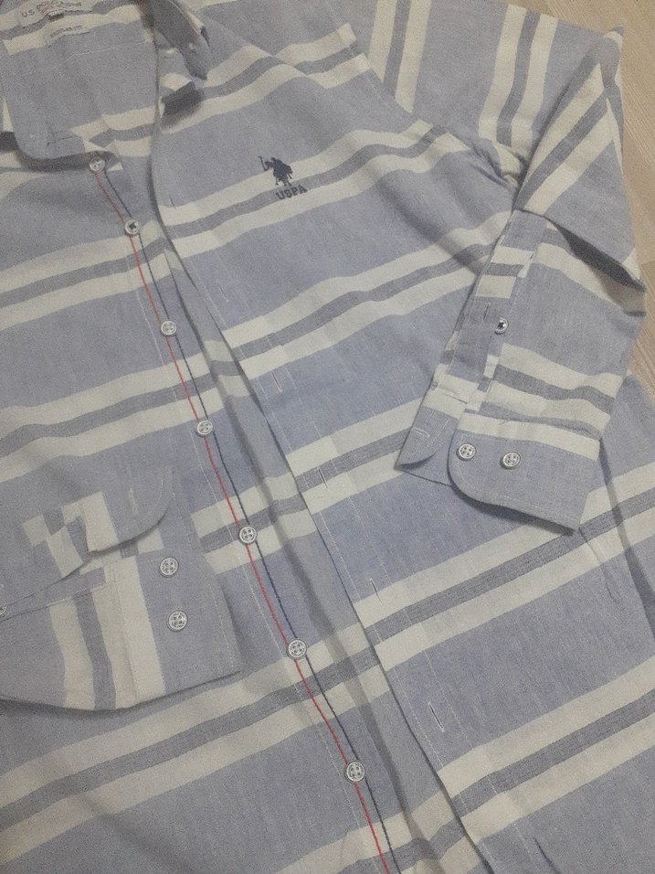 Gri Çizgili Kısa Kollu Erkek Gömlek - Görsel 3