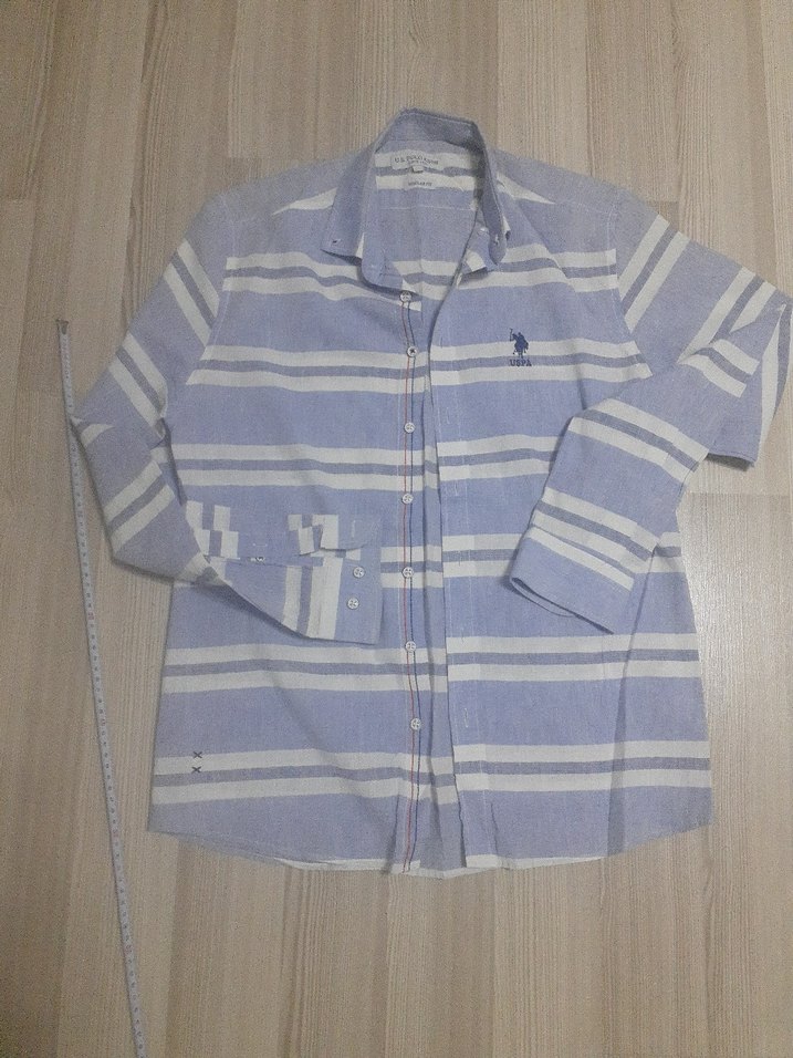 Gri Çizgili Kısa Kollu Erkek Gömlek - Görsel 2