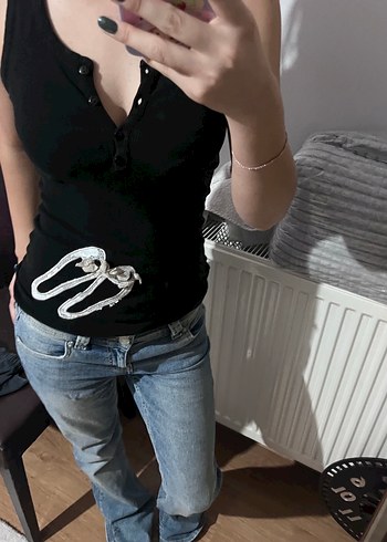Vintage Love Vintage Siyah Kisa Kollu Bluz