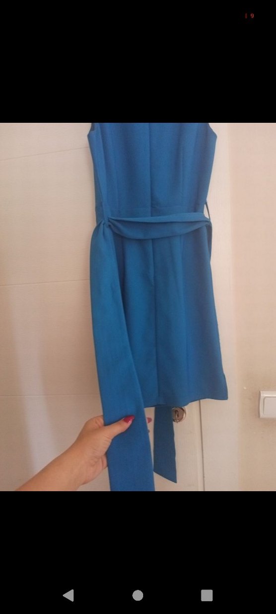 Mavi Kemerli Mini Elbise - Görsel 2