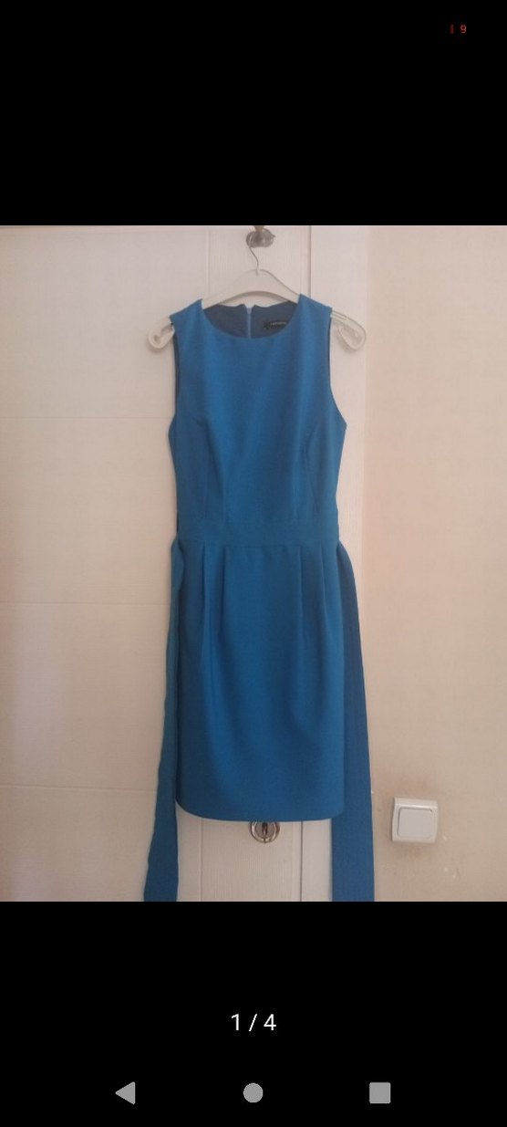 Mavi Kemerli Mini Elbise - Görsel 4