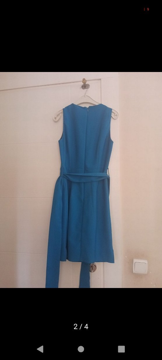 Mavi Kemerli Mini Elbise - Görsel 3