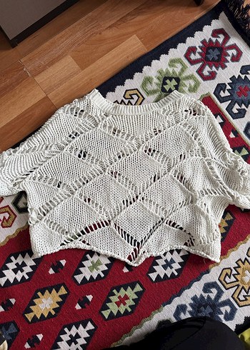 Beyaz Örgü Kazak - Görsel 2