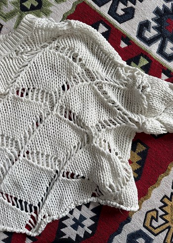 Beyaz Örgü Kazak - Görsel 5