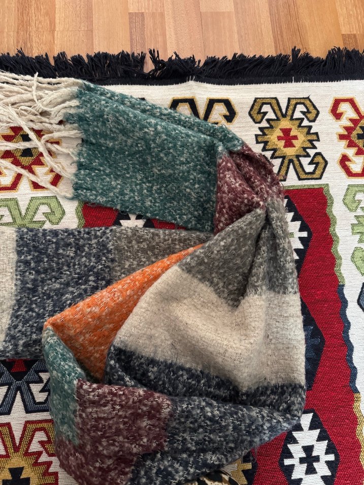 Renkli Örgü Kadın Şal - Görsel 3