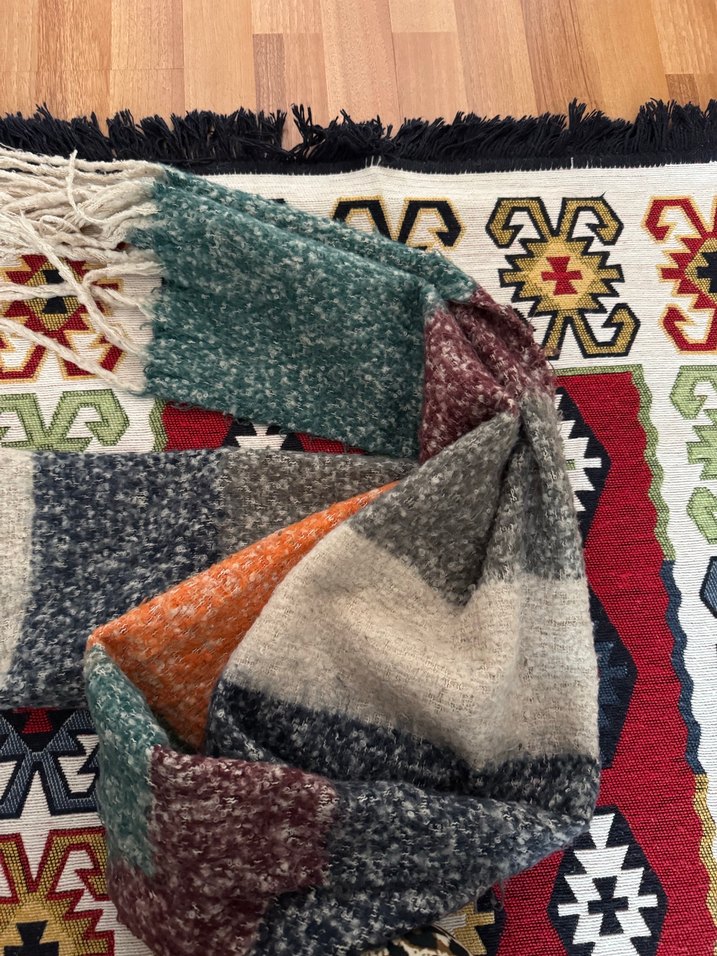 Renkli Örgü Kadın Şal - Görsel 2